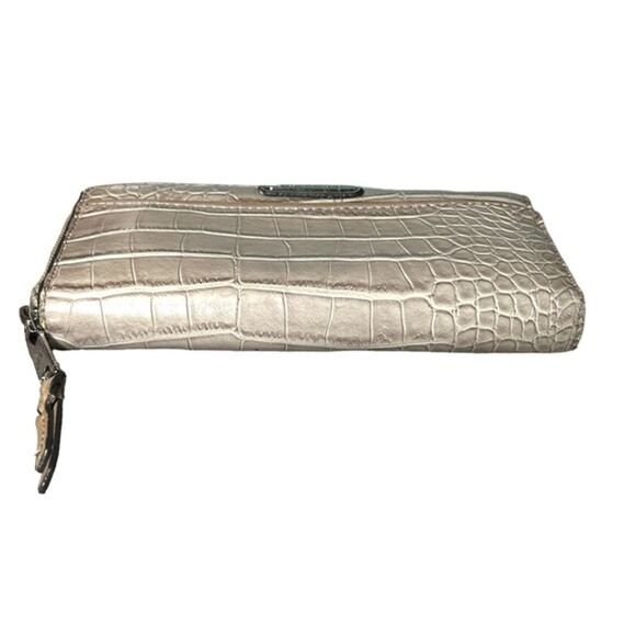 Dana Buchman Tan Croc Faux Leather Large Accordion Ziparound Continental Wallet - Picture 7 of 11